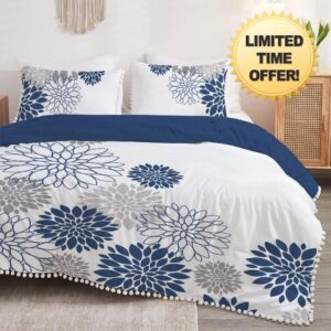 ORTIGIA Boho Pom Pom Fringe Duvet Cover Set Queen Size