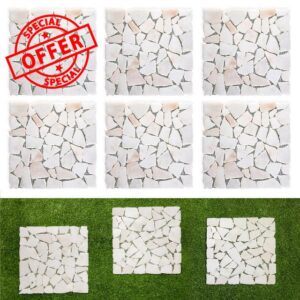 Sasylvia 6 Pcs 12 Inch Stepping Stones Outdoor Square Marble Riverstone Decorative Pathway Stepping Stones for Garden Walkway Pathway Outdoor Lawn Yard Decorations