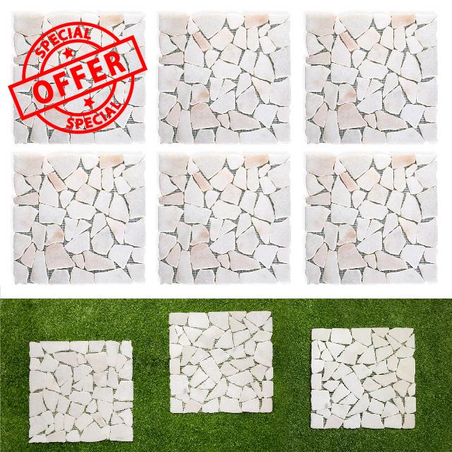 Sasylvia 6 Pcs 12 Inch Stepping Stones Outdoor Square Marble Riverstone Decorative Pathway Stepping Stones for Garden Walkway Pathway Outdoor Lawn Yard Decorations