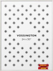 Vossington Thin 24x30 Poster Frame - White Frame Color (Real Wood Grain Finish) - Slim & Modern Frame Design - Fits 1 Picture