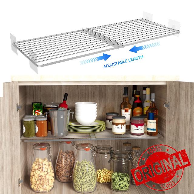 LOCVCDA Closet Shelves Expandable Closet Organizers and Storage Shelves Expandable Closet Shelf Dividers Ajustable Wall Mounted Tension Shelf for Closet Cabinet Locker Bathroom