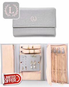 COSMIYA Personalized Initial Travel Jewelry Case - Monogram Custom Gifts For Women