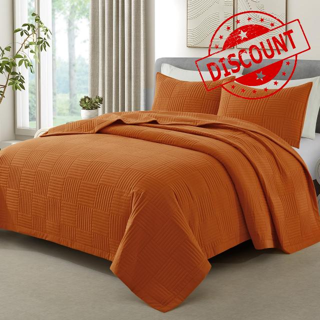 Lavsiry Burnt Orange Quilt Set King Size
