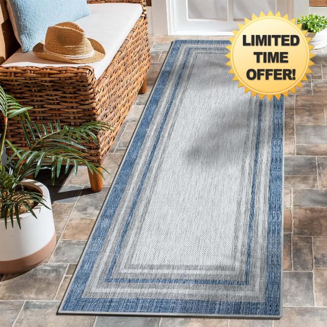 Beeiva Border Washable Laundry Room Rug