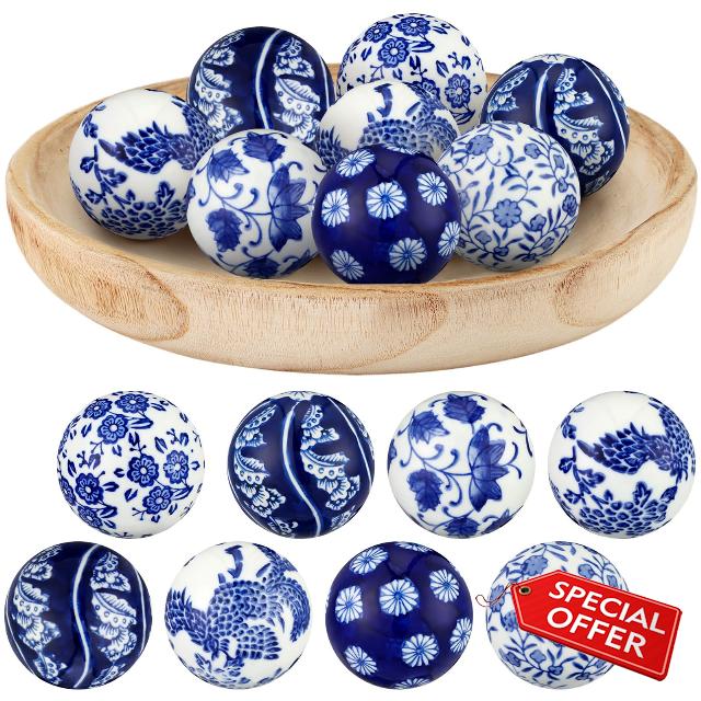BBTO 8 Pcs Porcelain Balls Decorative Balls for Centerpiece Bowls Decorative Balls Tray Bowl or Basket Decor for Centerpiece Bowls