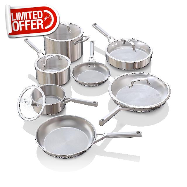 Ninja C99012 EverClad 12-Piece Commercial-Grade Stainless Steel Cookware Set