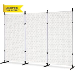 White Room Divider Wall Dividers for Rooms 3 Panel Folding Privacy Screens Indoor Partitions and Deviders Freestanding Portable Changing Separtion Space Screen Partition