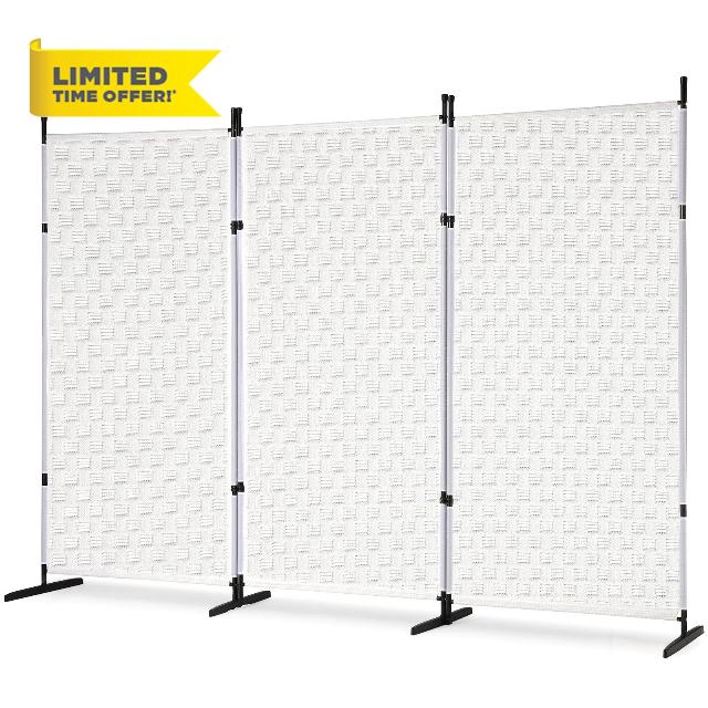 White Room Divider Wall Dividers for Rooms 3 Panel Folding Privacy Screens Indoor Partitions and Deviders Freestanding Portable Changing Separtion Space Screen Partition