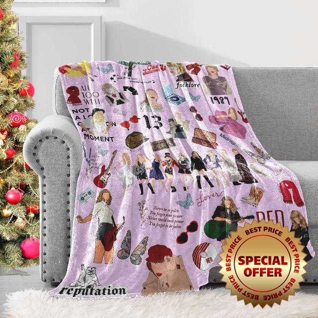 HPEBAHC Singer Throw Blanke Taylor2024 Flannel Blanket Party Bedroom Decorations Warm Throw Purple Blanket 50×60inch