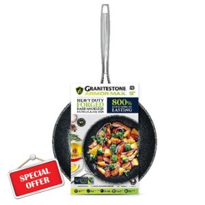 Granitestone Non Stick Frying Pan 12 Inch 4-Layer Nonstick Frying Pan for Cooking Hard Anodized Induction Frying Pan Nonstick Pan