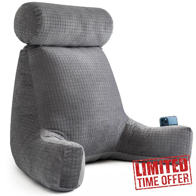 Activance Bed Rest Reading Pillow Sit Up Pillow for Bed Backrest Support Sofa Couch Cushion with Arms