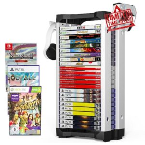 Allnice Game Storage Tower Multifunction Video Game Shelf for 24 game Disk