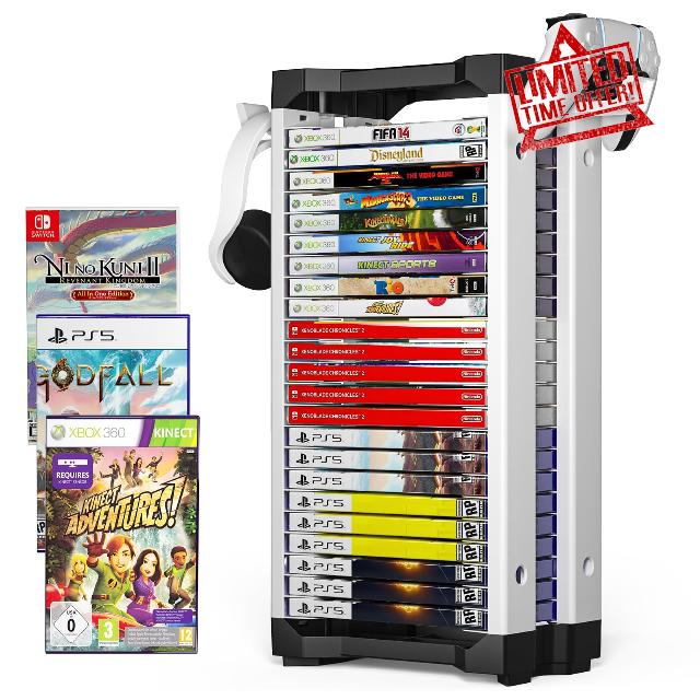 Allnice Game Storage Tower Multifunction Video Game Shelf for 24 game Disk
