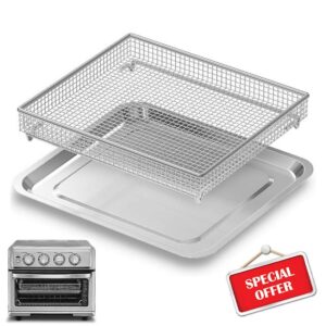 stainless Steel Baking Tray Pan and Air Fryer Basket Compatible with Cuisinart Airfryer TOA-060 and TOA-065 and TOA-070 (with Cuisinart TOA-060 and TOA-065)