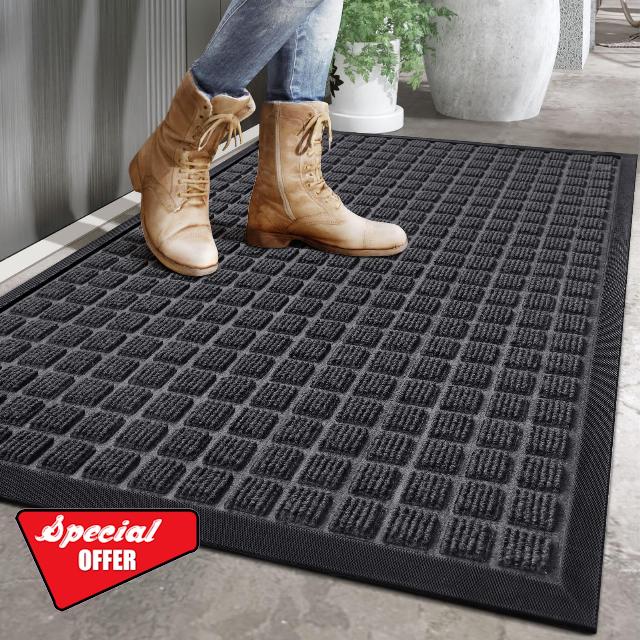 DEXI Door Mat Welcome Mats for Entryway Front Doormat for Entrance Heavy Duty Rubber Non Slip Low Profile for Patio