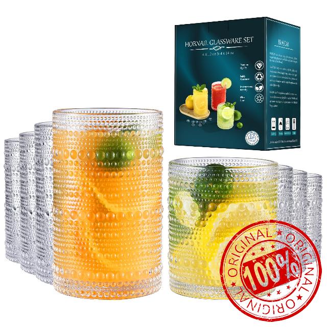 ISMASOAN Vintage Drinking Glasses Set of 8