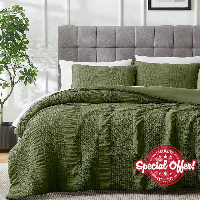 palassio Seersucker Queen Comforter Set (90x90 inches)