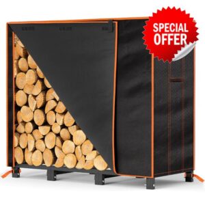 GREENER 4ft Firewood Rack Cover-600D Oxford Fabric Heavy-duty Waterproof Wood Rack Cover for Firewood