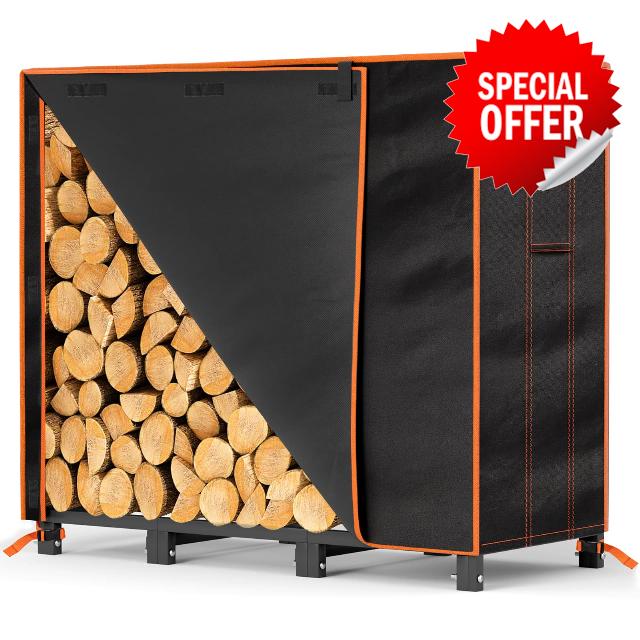 GREENER 4ft Firewood Rack Cover-600D Oxford Fabric Heavy-duty Waterproof Wood Rack Cover for Firewood