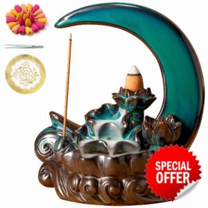 GARMOLY Moon Incense Burner with 60 Incense Cones + 30 Incense Stick