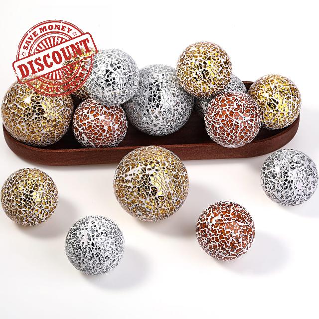 Umigy 18 Pcs Mosaic Orbs Decorative Ball Set