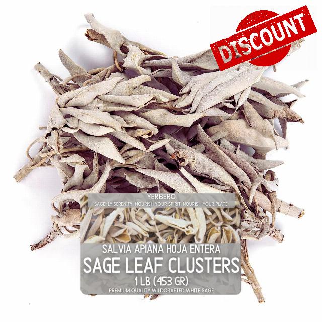 Yerbero - Premium White Sage Cluster Incense 1 LB (453g) | Hoja De Salvia Blanca Entera | Salvia officinalis | Sanctification