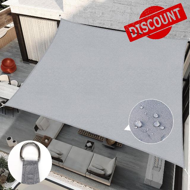 RICHIE Light Grey 12’x12’ Sun Shade Sail Square Canopy Fabric Cloth Screen