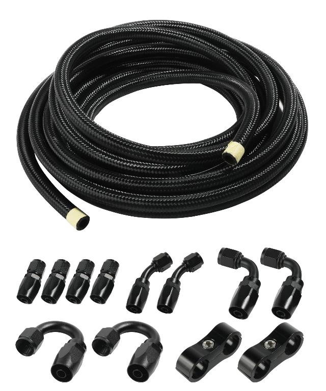 AOCISKA 20FT Black Nylon Braided Fuel Oil Hose Fuel Line