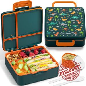 Fimibuke Bento Lunch Box for Kids - Leak Proof Toddler Bento Box with 4 Compartments BPA Free Dishwasher Safe Lunch Container with Utensils