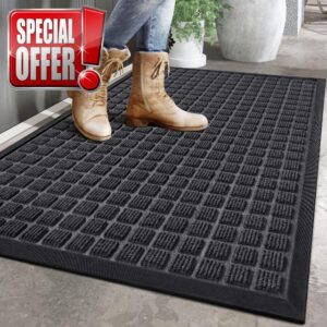 DEXI Door Mat Outdoor Welcome Mats for Entryway Front Doormat for Entrance Heavy Duty Rubber Non Slip Low Profile for Patio