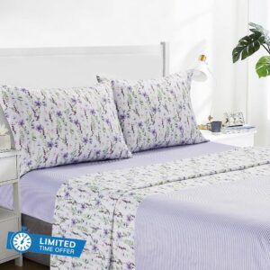 ARTALL 4-Piece Floral Print Queen Size Sheet Set