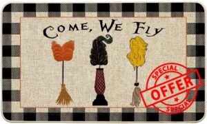 ORTIGIA Halloween Hocus Pocus Witch Doormat Indoor Outdoor Patio Sanderson Sisters Door Mats Non-Slip Durable Entrance Mat for Home Entrance