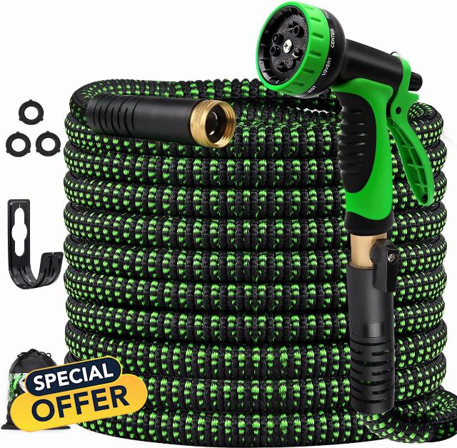 GUKOK Upgrade 100 FT Expandable Garden Hose Water Hose with 10-Function High-Pressure Spray Nozzle