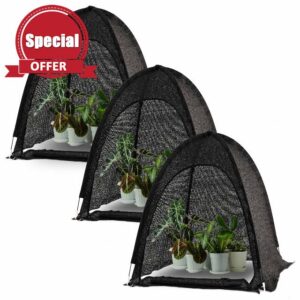 Porayhut Pop up Sunshade Cloth Easy Open Crop Shade Net UV Resisitant Plant 80% Sunblock Net for Mini Flower Pot with Stakes