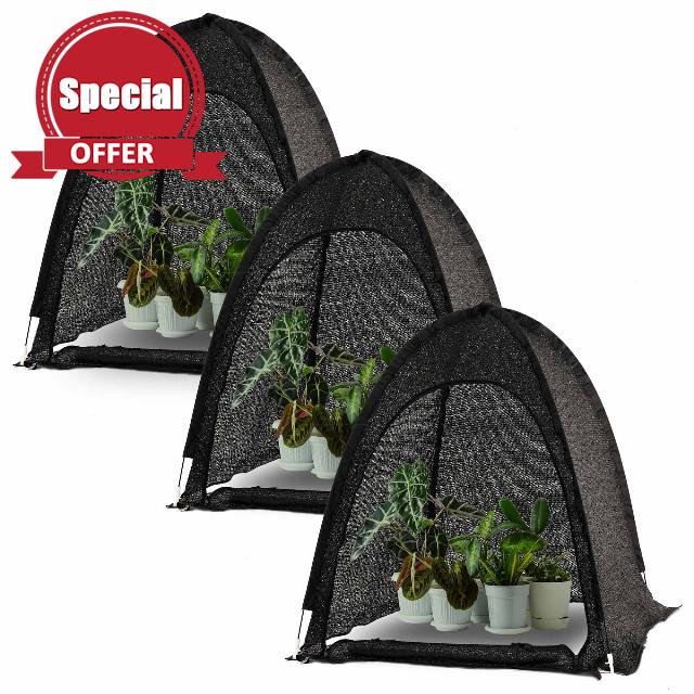 Porayhut Pop up Sunshade Cloth Easy Open Crop Shade Net UV Resisitant Plant 80% Sunblock Net for Mini Flower Pot with Stakes
