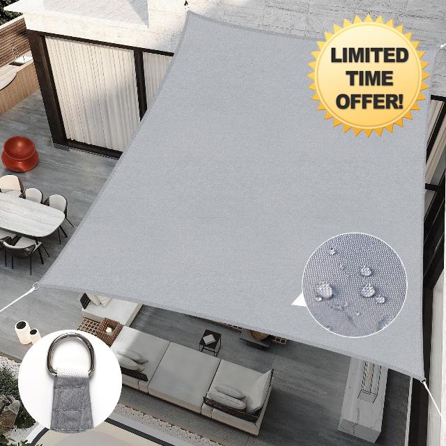 RICHIE 12’x16’ Sun Shades Outdoor Rectangular Light Grey