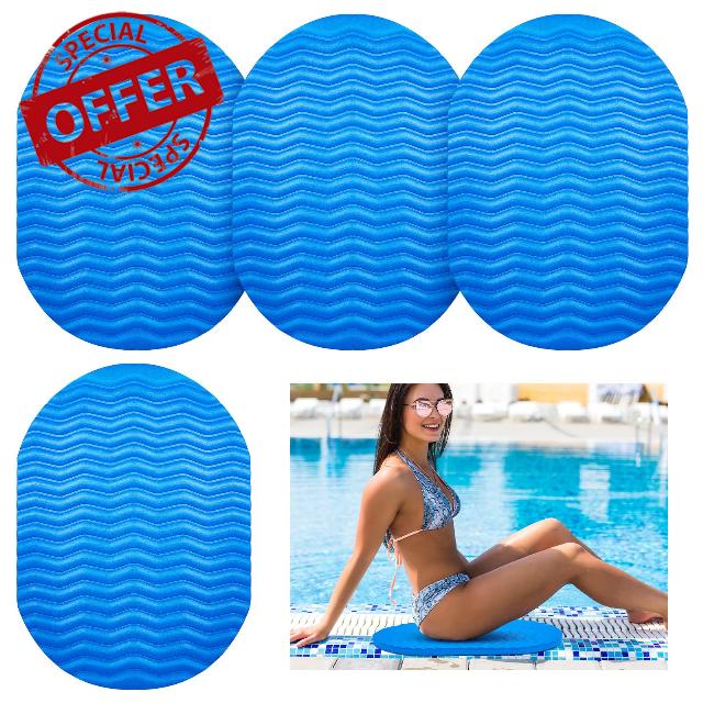 Geelin 4 Pcs Soft Oval Foam Cushion Poolside Cushion for Side of Pool Poolside Seat Mat for Lounging Swimming Pools