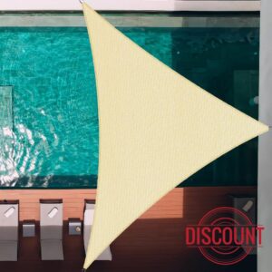 Palace World 32' x 32' x 32' Beige Triangle Sun Shade Sail - We Make Custom Sizes - Sun Block Canopy Awning Commercial Grade 185 GSM Permeable UV Block for Outdoor Garden Backyard