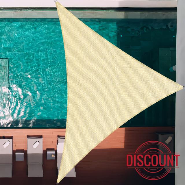 Palace World 32' x 32' x 32' Beige Triangle Sun Shade Sail - We Make Custom Sizes - Sun Block Canopy Awning Commercial Grade 185 GSM Permeable UV Block for Outdoor Garden Backyard