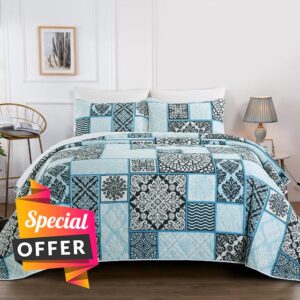 HOMBYS 128x120 Oversized King Plaid Patchwork Bedspread