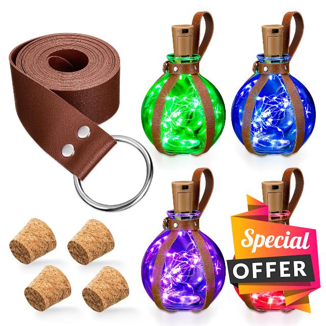4 Pcs Cork Potion Bottle Witch Spherical Glass Bottle Wizard Potions Glass Holder