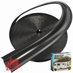 LATCH.IT RV Trim Molding Insert 1&rdquo; (Black) | 100&rsquo; RV Trim Molding Exterior | UV-Resistant Vinyl RV Corner Molding | Durable RV Molding Insert | Protect RV Exterior w/Vinyl RV Trim