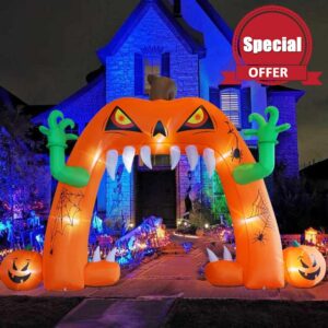 Juegoal Halloween Decorations 10FT Tall Inflatable Lighted Pumpkin Archway