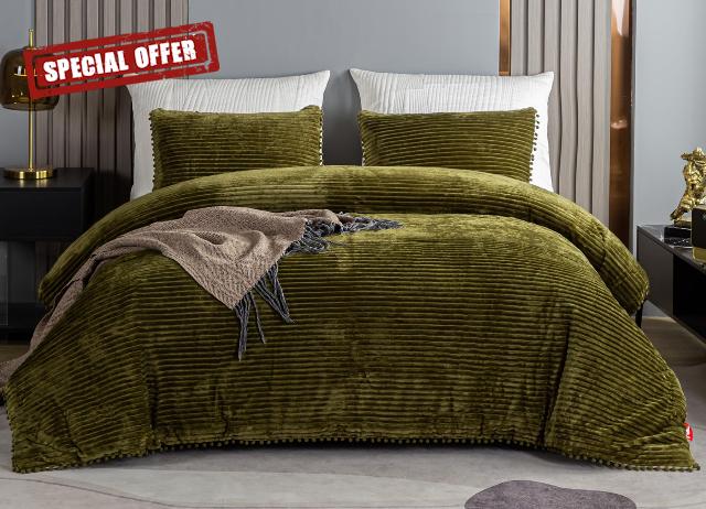 Olive Green Cal King Boho Reversible Oversize Comforter Set