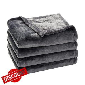 HYLEORY Fleece Blanket King Size Dark Grey Bed Blanket for Couch