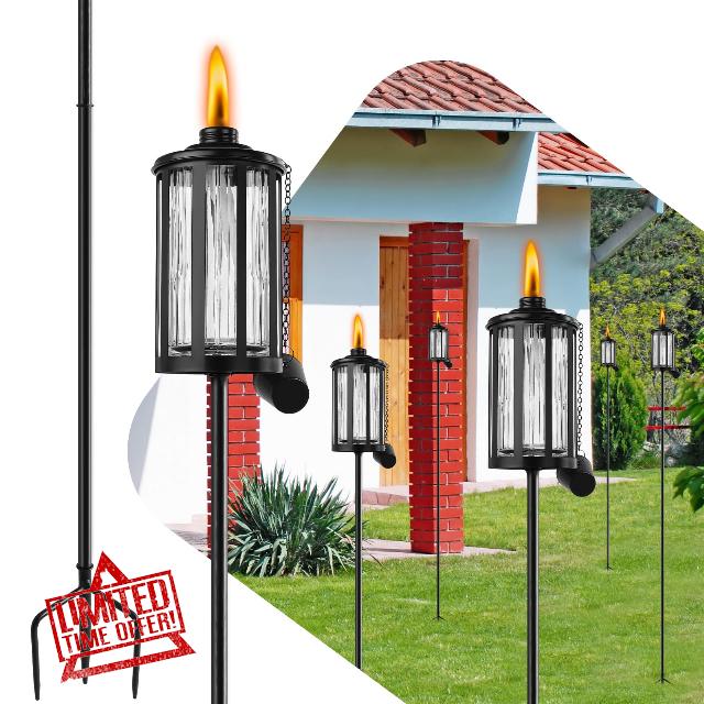 FALBAWR 6 Pack Glass Citronella Torches