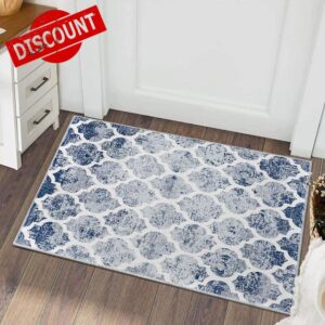 Lahome Moroccan Trellis Small Area Rug- 2x3 Entryway Rug Ultra-Thin Soft Kitchen Rug Non Slip Indoor Door Mat Modern Geometric Throw Carpet Washable Rugs for Entryway Bathroom Bedroom(2x3ft