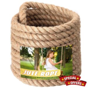 Jute Rope 1 in x 30 ft Natural Hemp Rope Twisted Manila Rope for Crafts