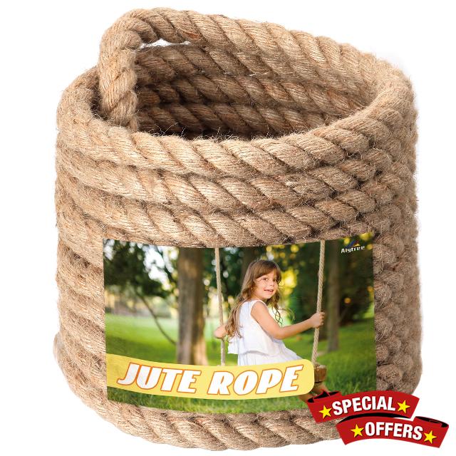 Jute Rope 1 in x 30 ft Natural Hemp Rope Twisted Manila Rope for Crafts