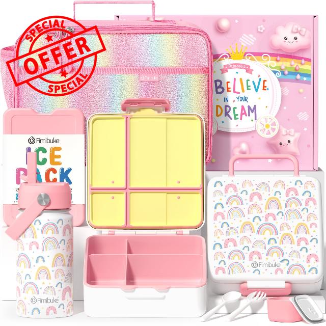 Fimibuke Kids Bento Lunch Box with 4 Compartments